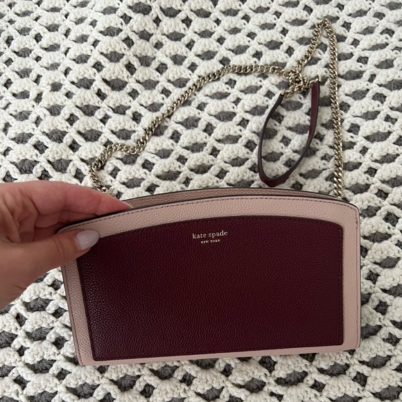 Michael Kors Maroon and Pink w/Gold hardware crossbody purse - Picture 3 of 6